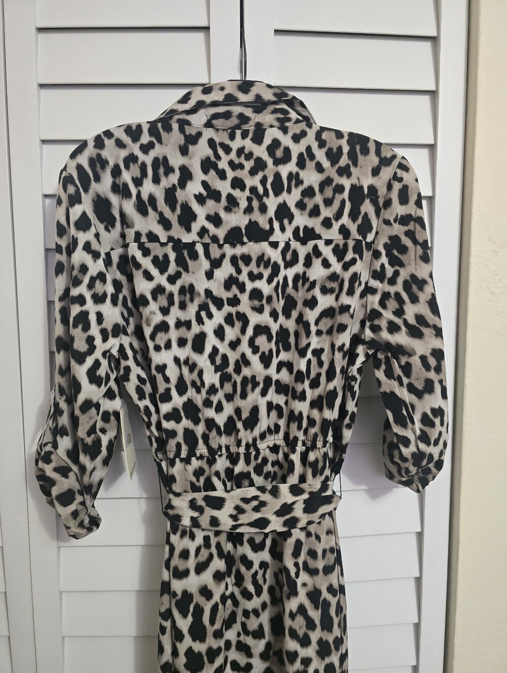 Cheetah Print Button Down Belted Shirt Dress - Picture 4 of 6